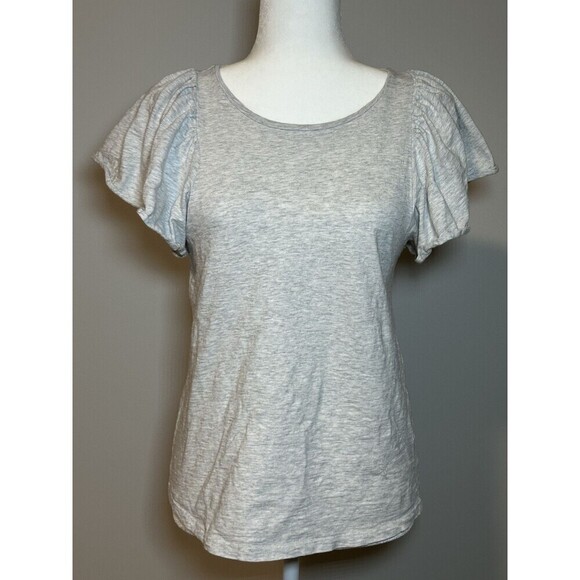 Old Navy Tops - Women’s Old Navy Light Gray Ruffled Puff Sleeve Top Small